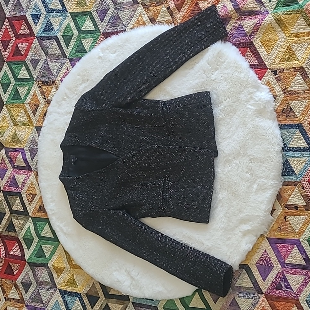 Theory Lanai Pretend Black Tweed Business Casual Dressy Blazer 8